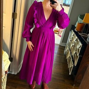 Zara Purple V Neck Maxi Dress